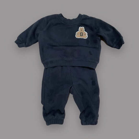 VGUC GAP Black Sweat Set with Bear Chest Patch - Picture 2 of 2